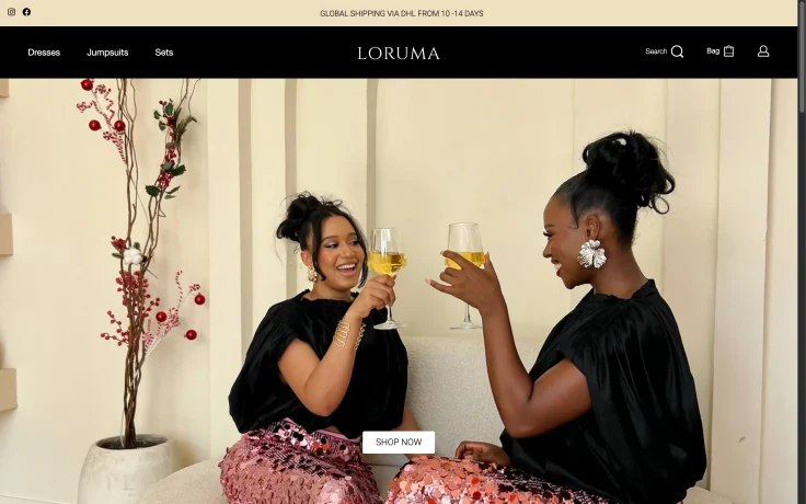 Loruma Designs fashion eCommerce site, custom WordPress build