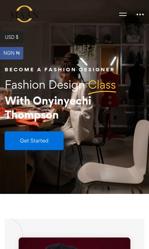 Omaan Fashion Academy mobile course dashboard, custom WordPress build